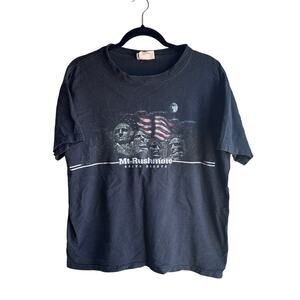 Vintage Mt Rushmore South Dakota Tee Large Faded Black USA Made Graphic Shirt